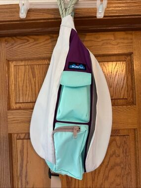 Kavu Sling Bag in Mint, Purple & Cream